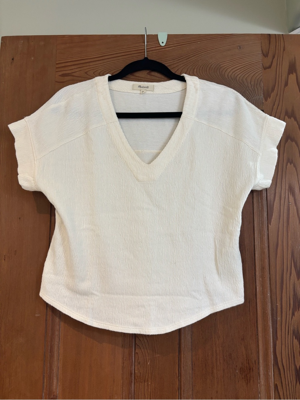 Madewell Cream V-Neck Short Sleeve Top Size XXS Fits like a size Small